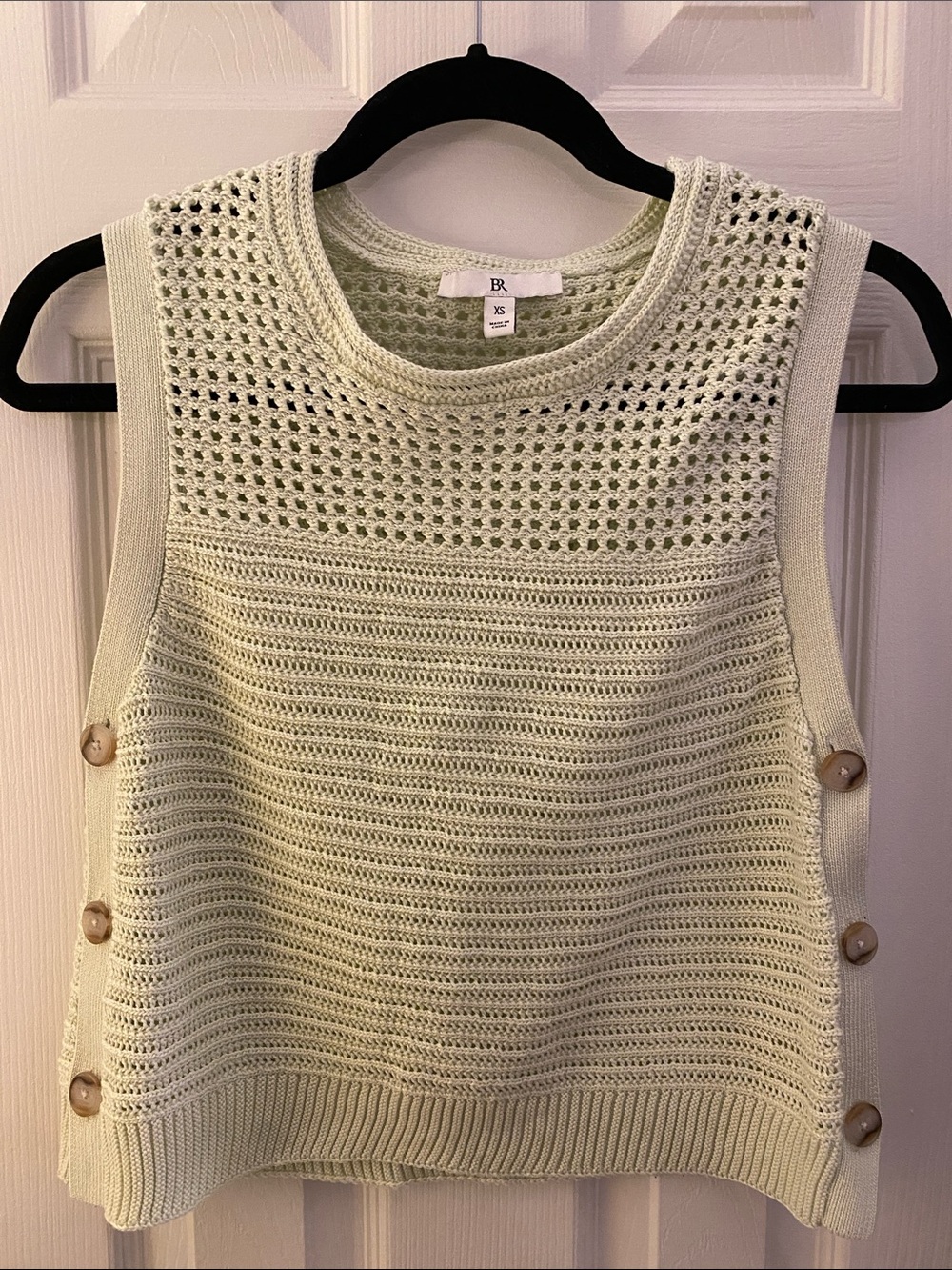 Banana Republic Light Mint Knit Side-Button Sleeveless Tank